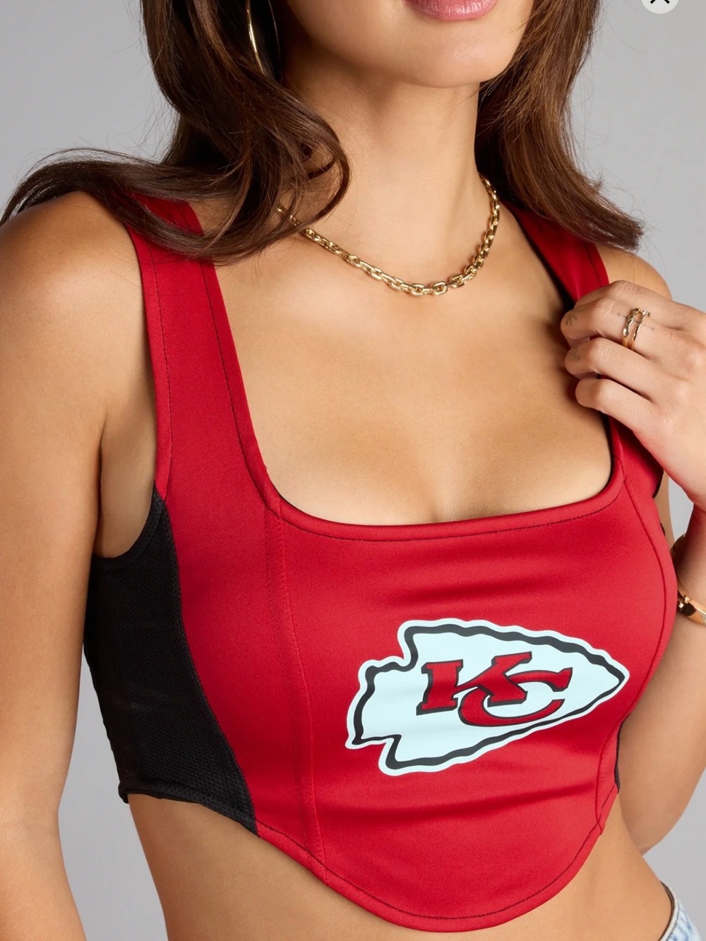 NFL Ultra Game KC Chiefs Lace Up Back Top 60 Licensed NFL Team Corset Sz Small #